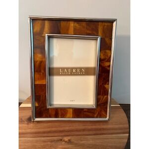 Ralph Lauren 5x7 Silver Tone Faux Tortoise Resin Heavy Picture Frame NEW